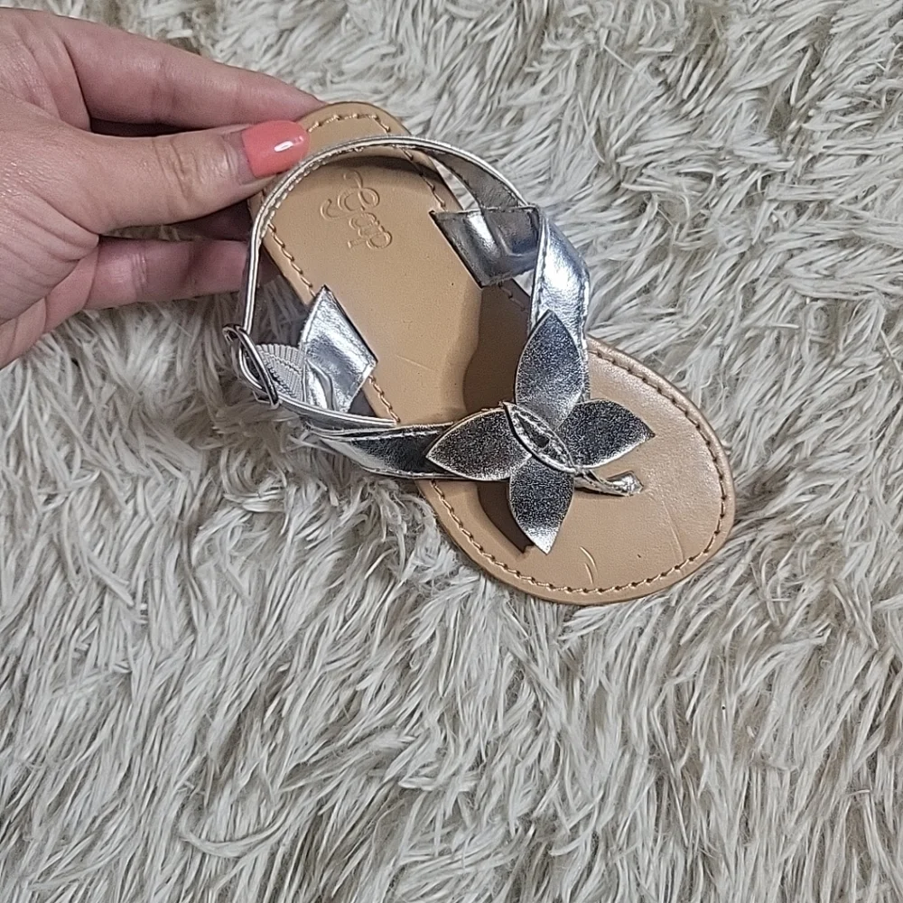Gap Kids Baby Toddler Girl's Silver Butterfly Detail Sandals - 5